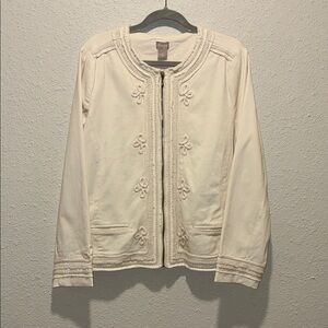 Chico's Cream Embroidered Blazer